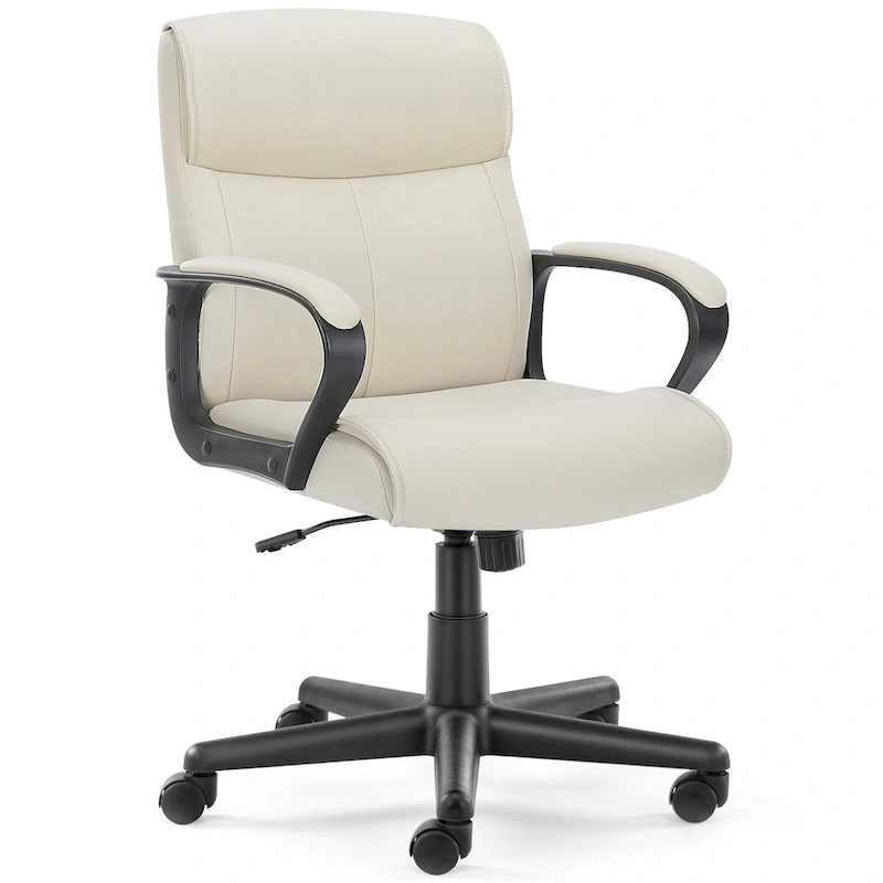 Chaise de bureau avec accoudoirs rembourrés, en cuir PU, pour la maison ou le bureau