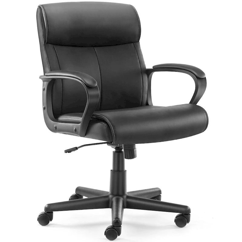 Chaise de bureau avec accoudoirs rembourrés, en cuir PU, pour la maison ou le bureau
