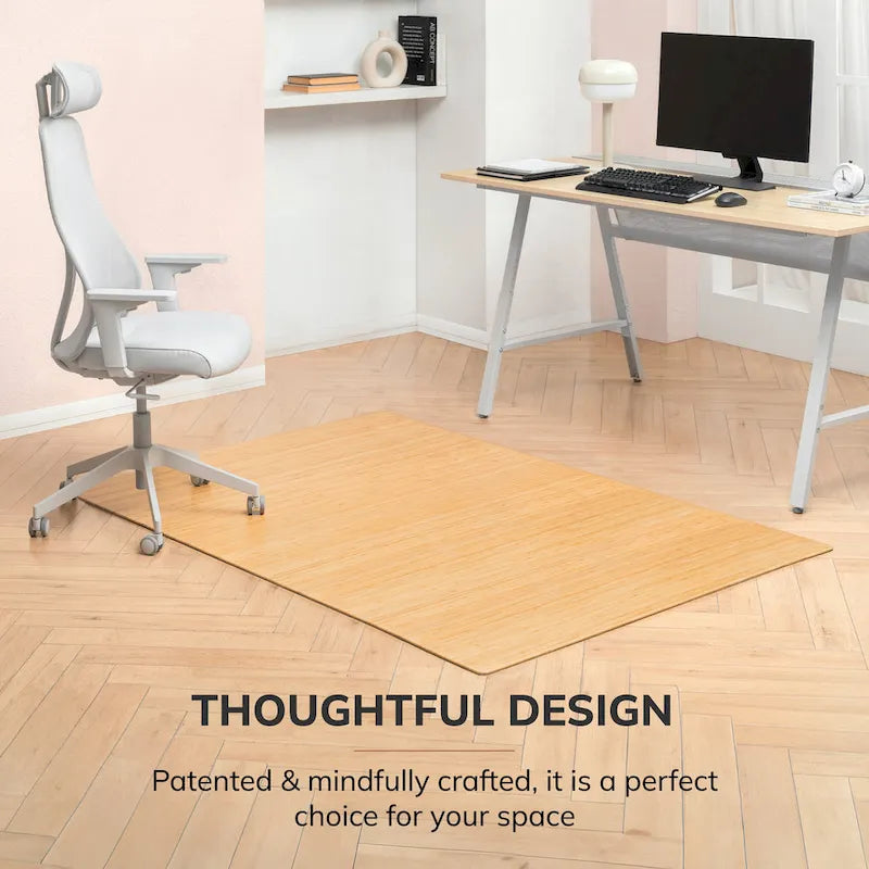 Tapis de chaise rectangulaire standard Jani Eco Bambou Naturel - (72 x 48), Tapis de chaise écologique