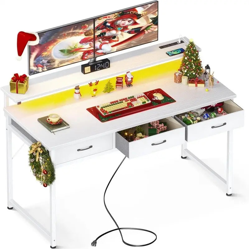 Bureau d'ordinateur de 55 pouces avec 3 tiroirs