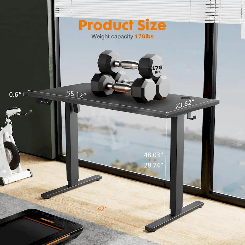 Bureau assis-debout électrique réglable en hauteur, bureau d'ordinateur ergonomique assis-debout, 55 x 24
