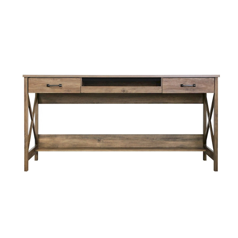 Saint Birch Alaska 59,5 Bureau d'écriture de style « farmhouse » moderne avec deux tiroirs
