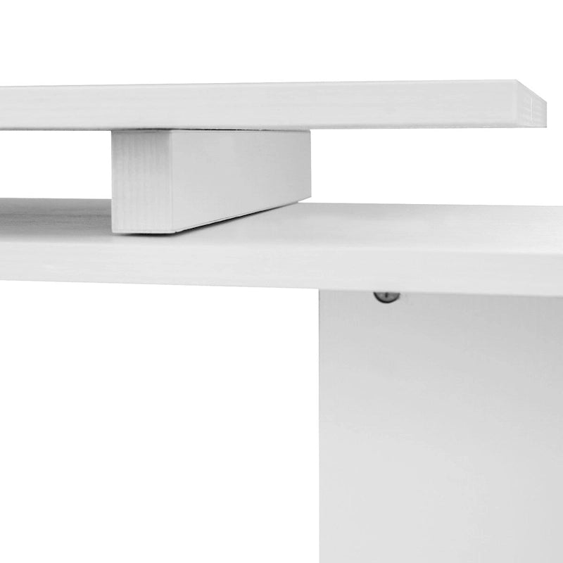 Poste de travail d'angle moderne pour bureau à domicile avec étagères de rangement à 3 niveaux
