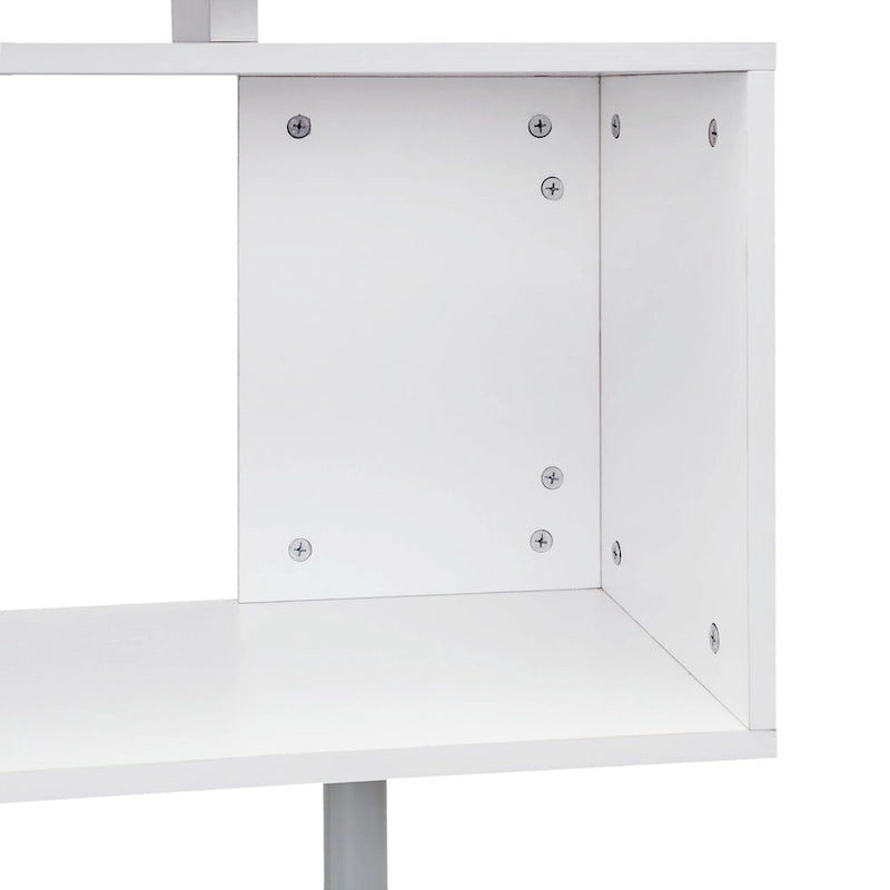 Poste de travail d'angle moderne pour bureau à domicile avec étagères de rangement à 3 niveaux
