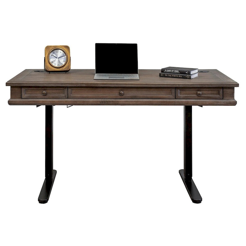 Bureau assis/debout électronique Carson Wood, bureau réglable en hauteur, gris