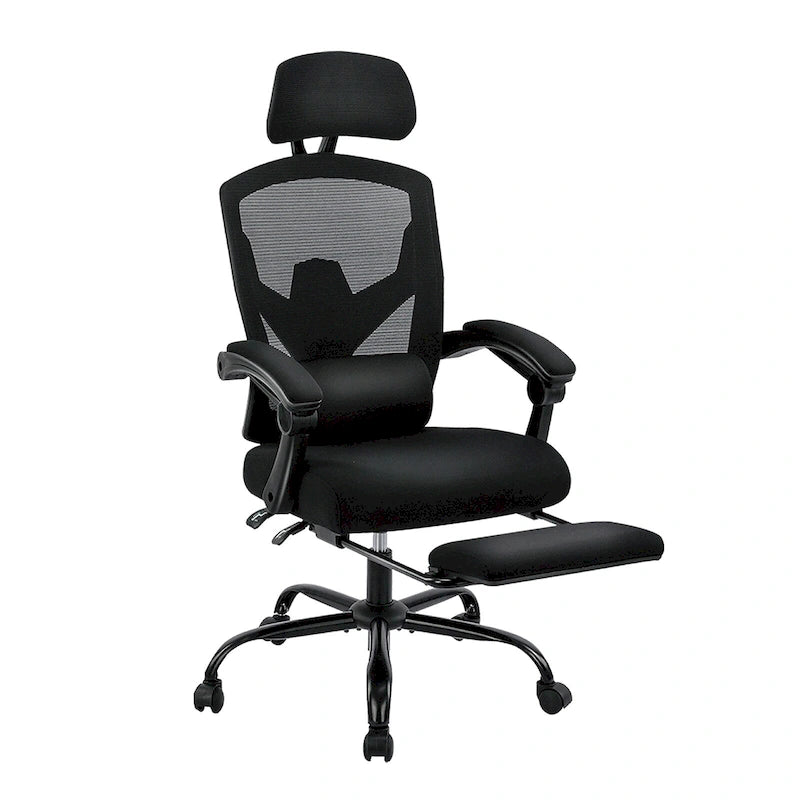 Chaise de bureau ergonomique à dossier haut en maille avec support lombaire et coussin pour ordinateur