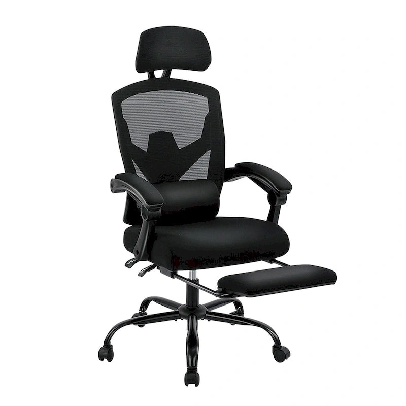 Chaise de bureau ergonomique à dossier haut en maille avec support lombaire et coussin pour ordinateur