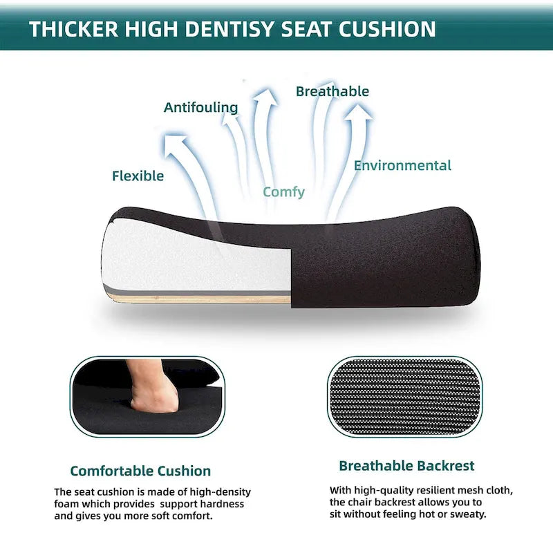 Chaise de bureau ergonomique à dossier haut en maille avec support lombaire et coussin pour ordinateur