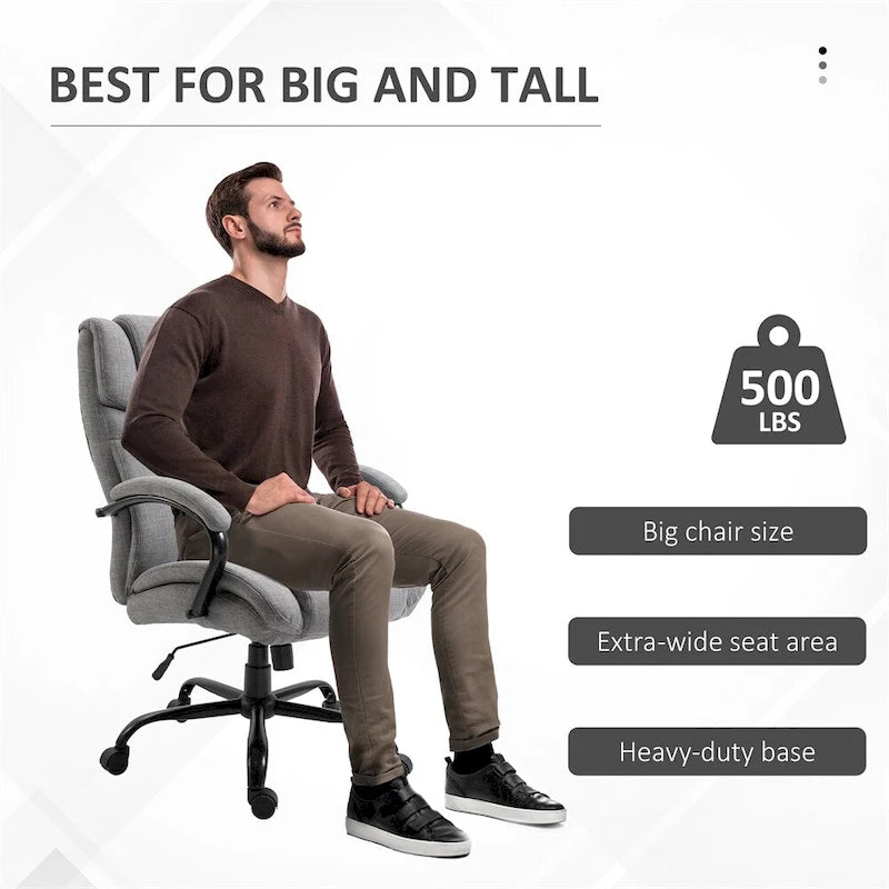 Chaise de bureau grande taille/forte corpulence avec siège large, chaise d'ordinateur ergonomique de direction