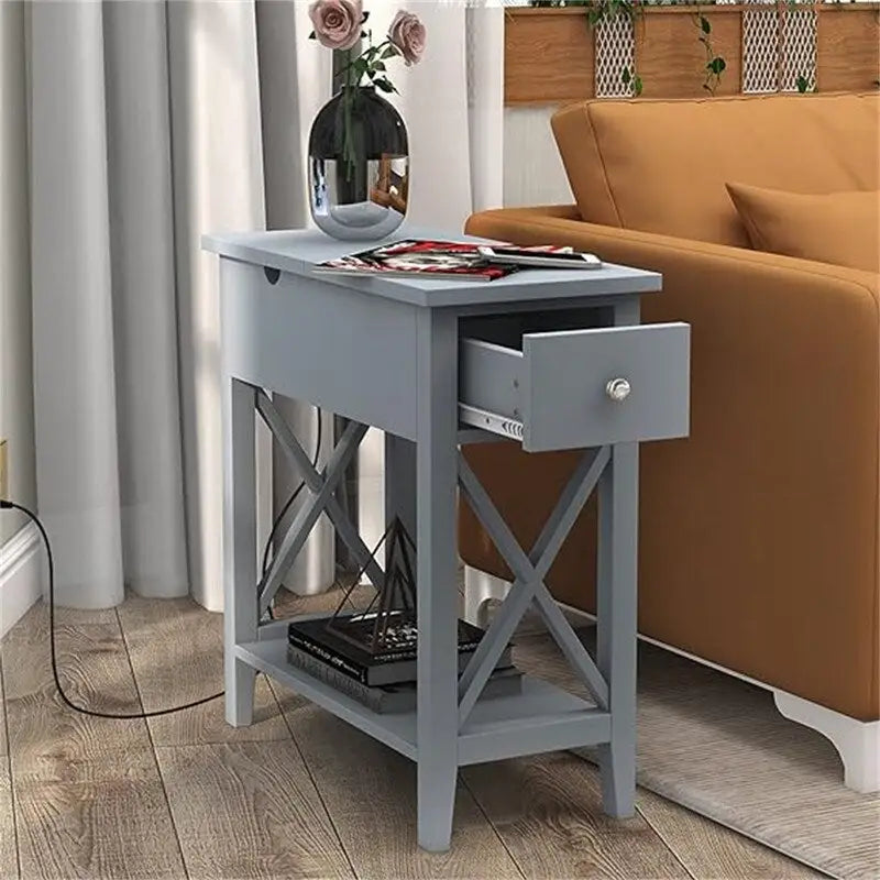 Table d'appoint avec plateau relevable et station de charge