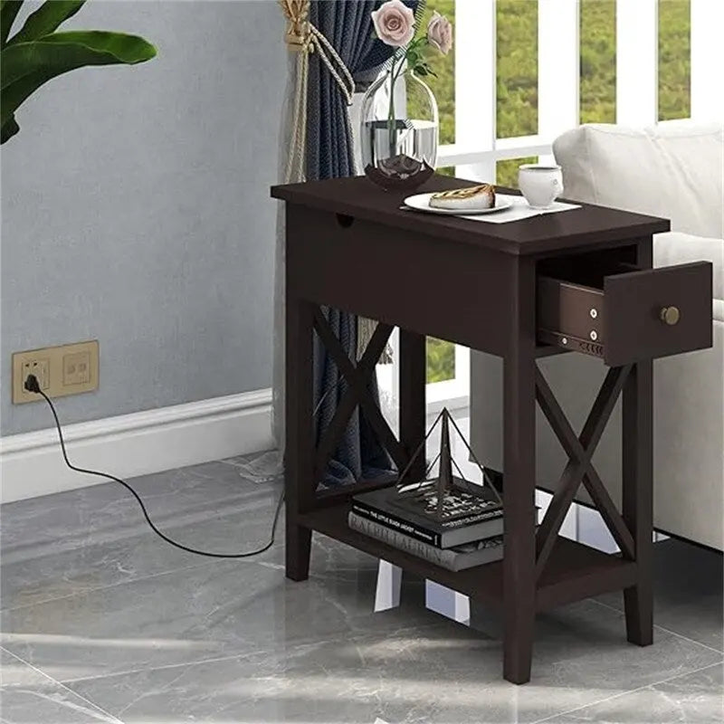 Table d'appoint avec plateau relevable et station de charge