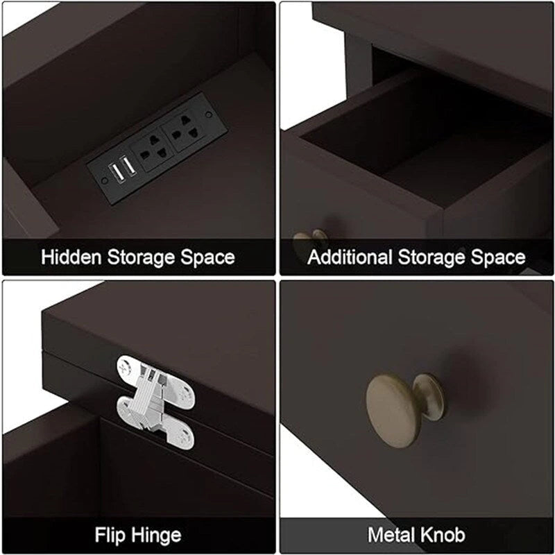 Table d'appoint avec plateau relevable et station de charge