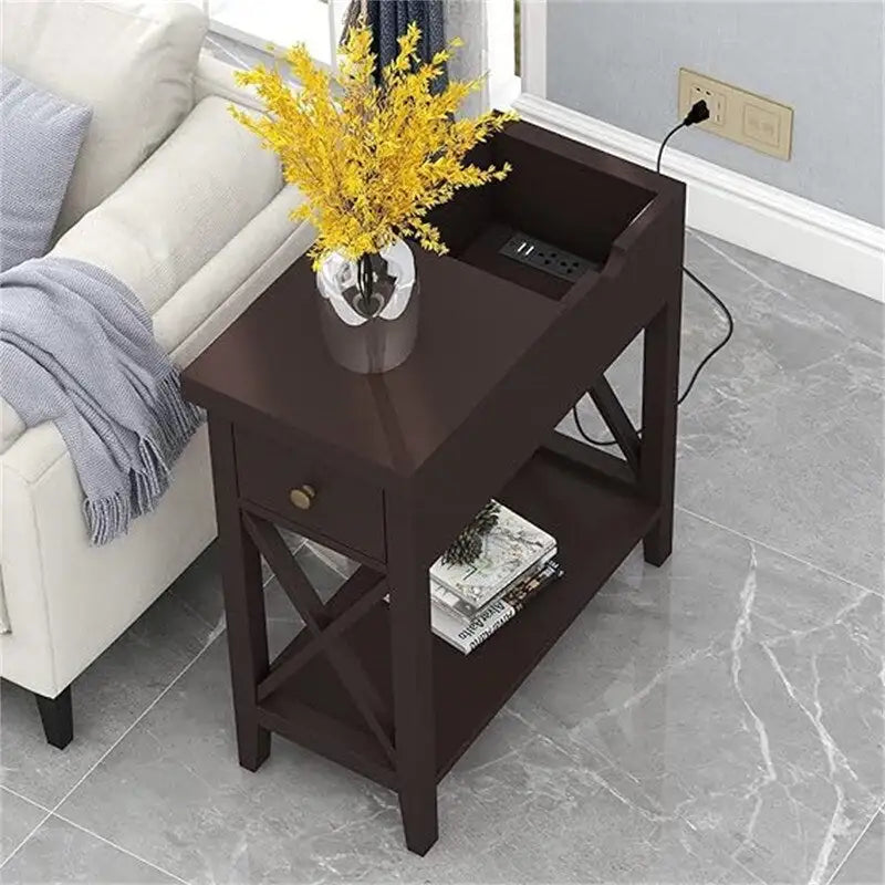 Table d'appoint avec plateau relevable et station de charge