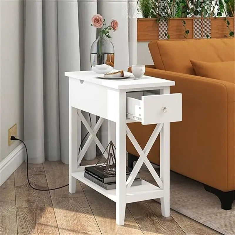Table d'appoint avec plateau relevable et station de charge