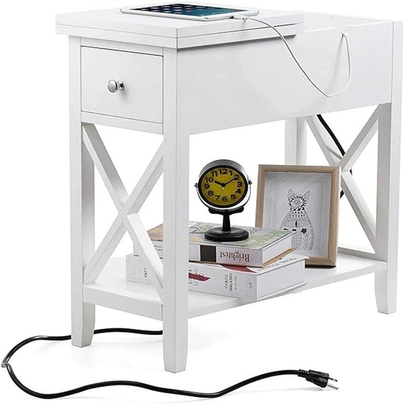 Table d'appoint avec plateau relevable et station de charge