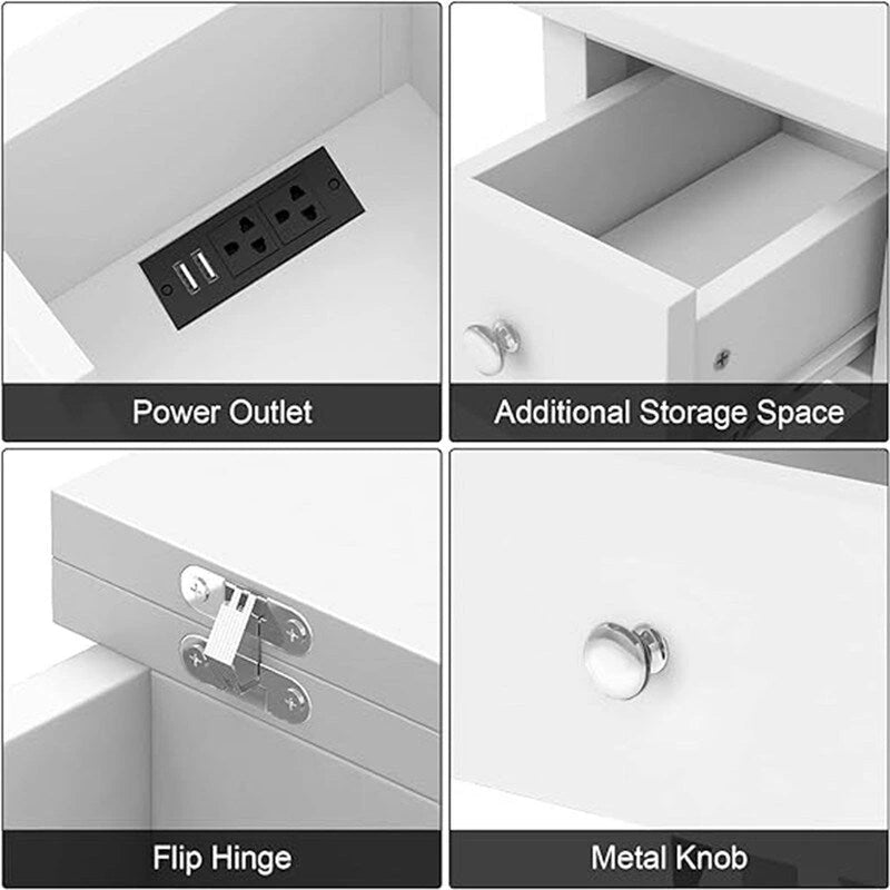 Table d'appoint avec plateau relevable et station de charge