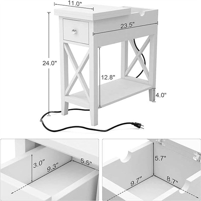 Table d'appoint avec plateau relevable et station de charge
