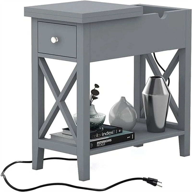Table d'appoint avec plateau relevable et station de charge