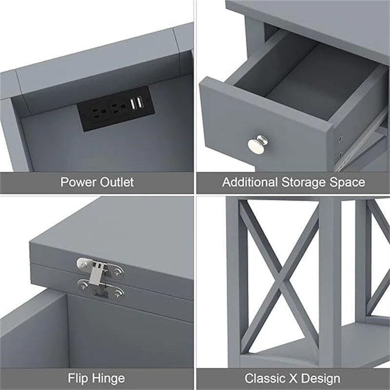Table d'appoint avec plateau relevable et station de charge