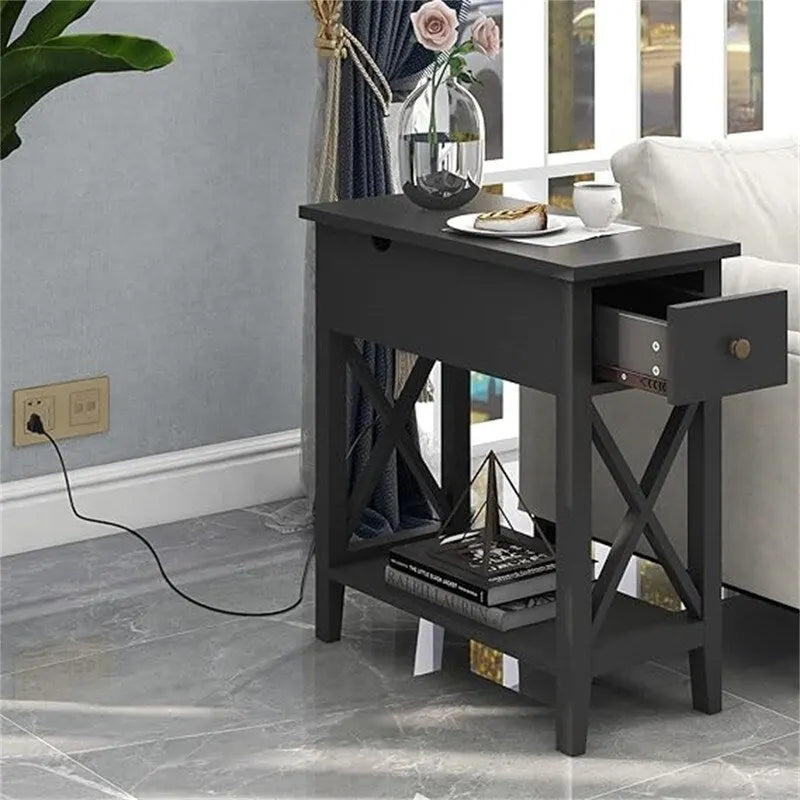 Table d'appoint avec plateau relevable et station de charge