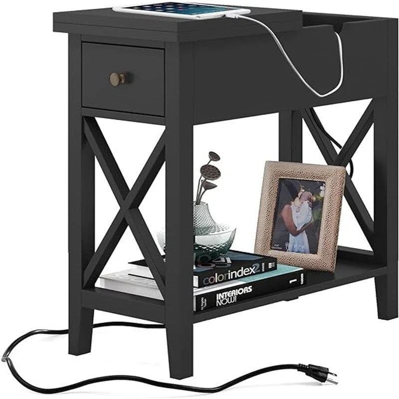 Table d'appoint avec plateau relevable et station de charge