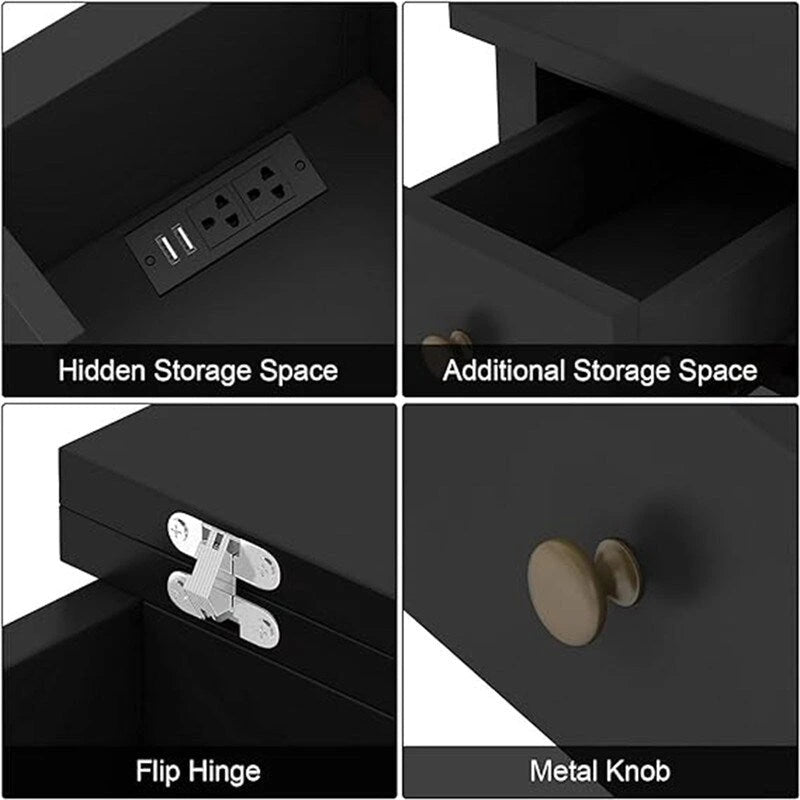 Table d'appoint avec plateau relevable et station de charge