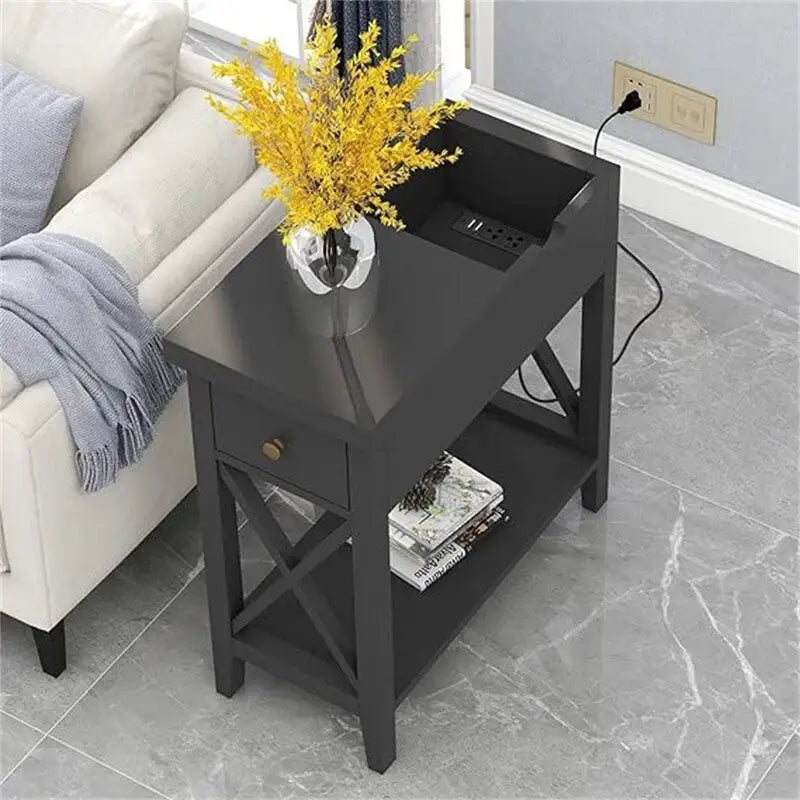 Table d'appoint avec plateau relevable et station de charge