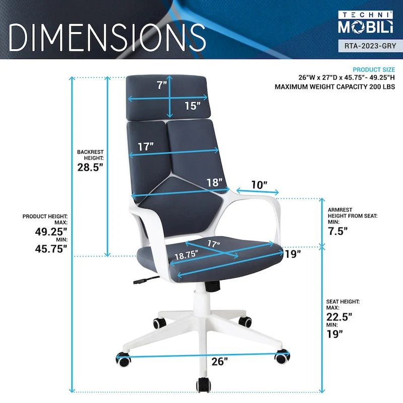 Fauteuil de bureau moderne, haute qualité et durable, Gris/Blanc