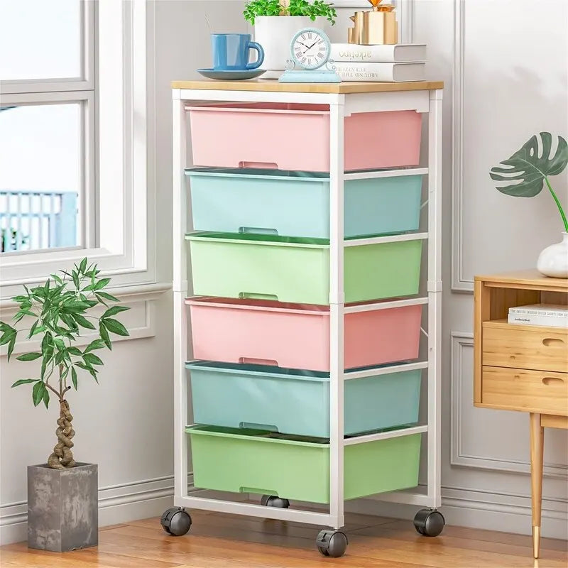 Chariot de rangement à roulettes avec 6 tiroirs - 12,99P x 16,3L x 34,4H