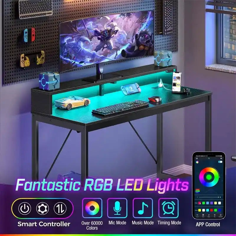 Bureau informatique 39 pouces avec lumières LED