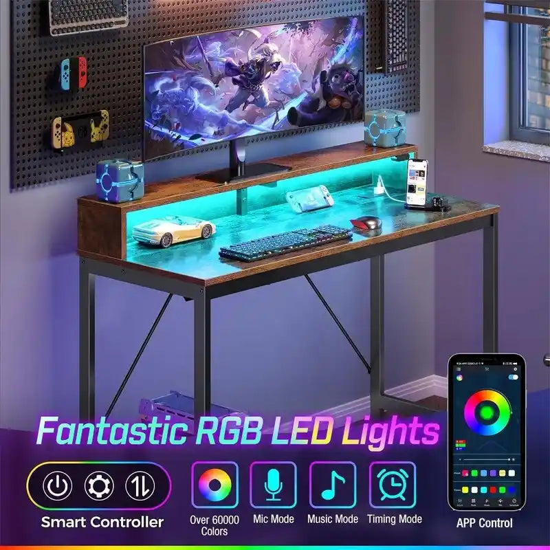 Bureau informatique 39 pouces avec lumières LED