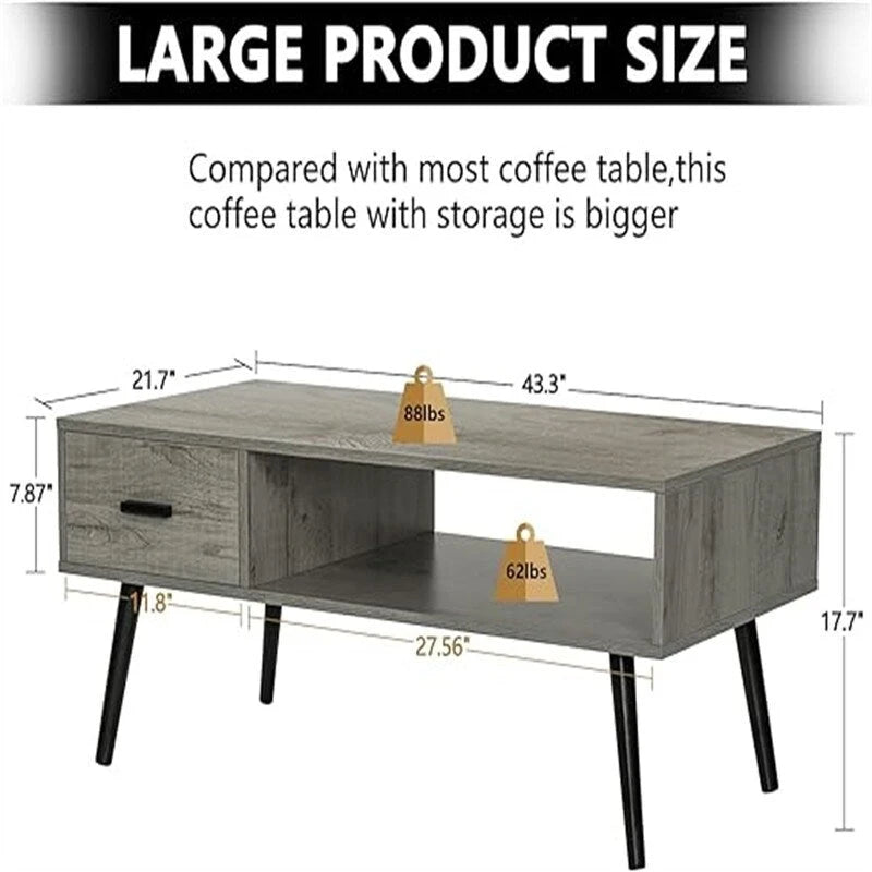 Une table basse avec tiroirs