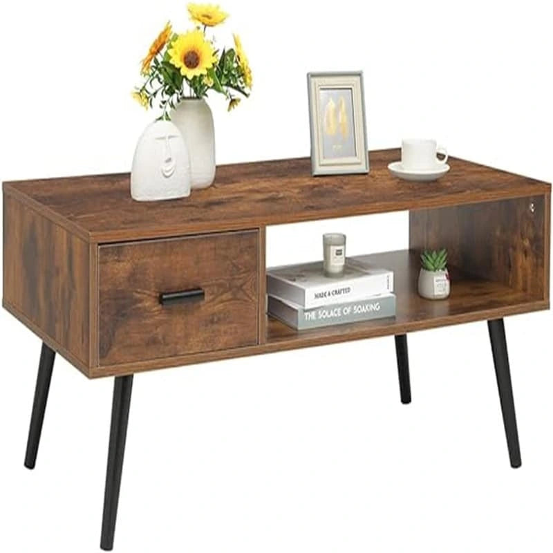 Une table basse avec tiroirs