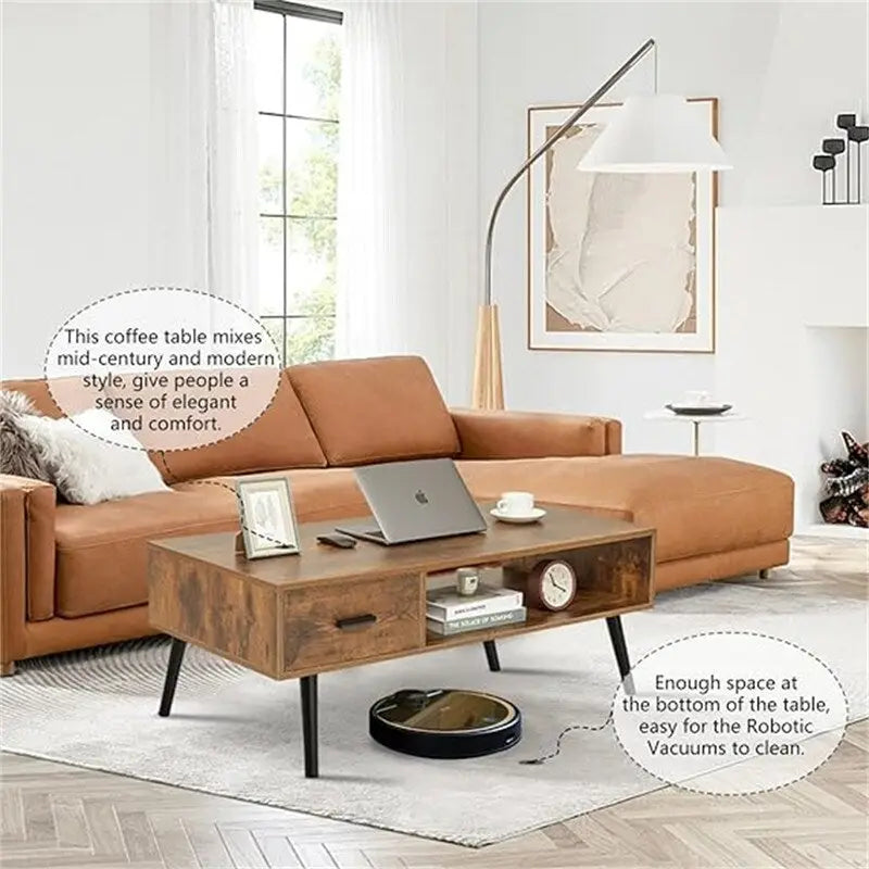 Une table basse avec tiroirs