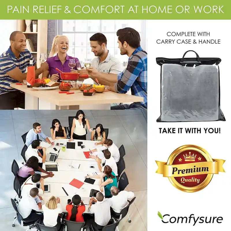 Coussin de siège de voiture ComfySure - Mousse à mémoire de forme ferme - Soulagement de la douleur