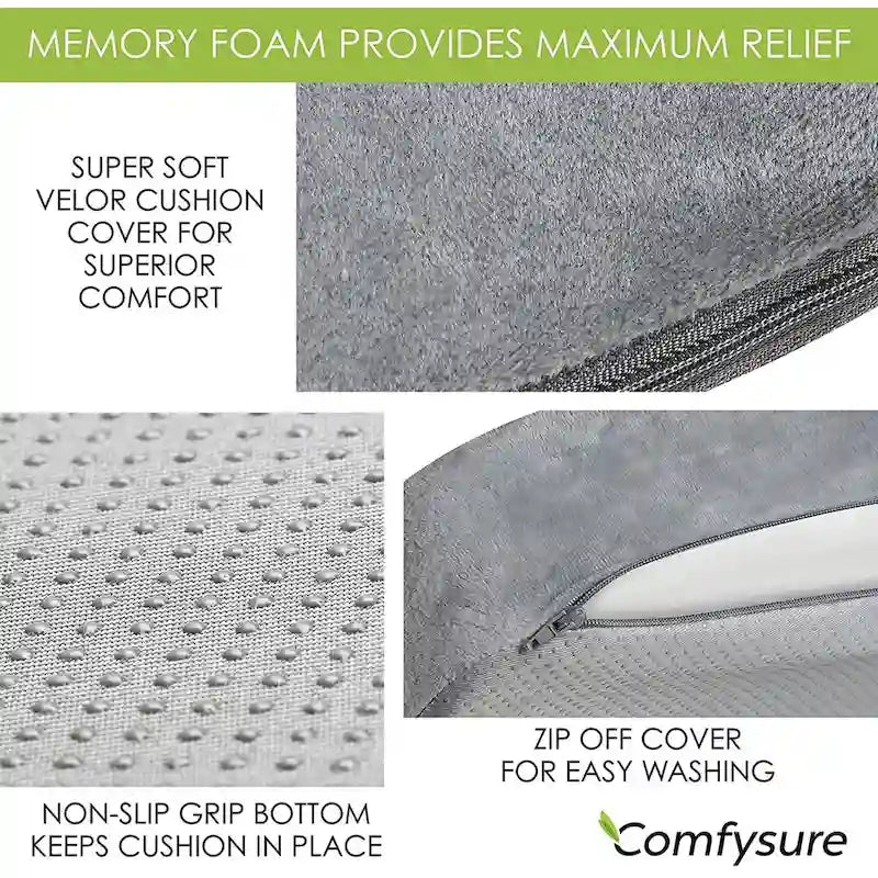 Coussin de siège de voiture ComfySure - Mousse à mémoire de forme ferme - Soulagement de la douleur