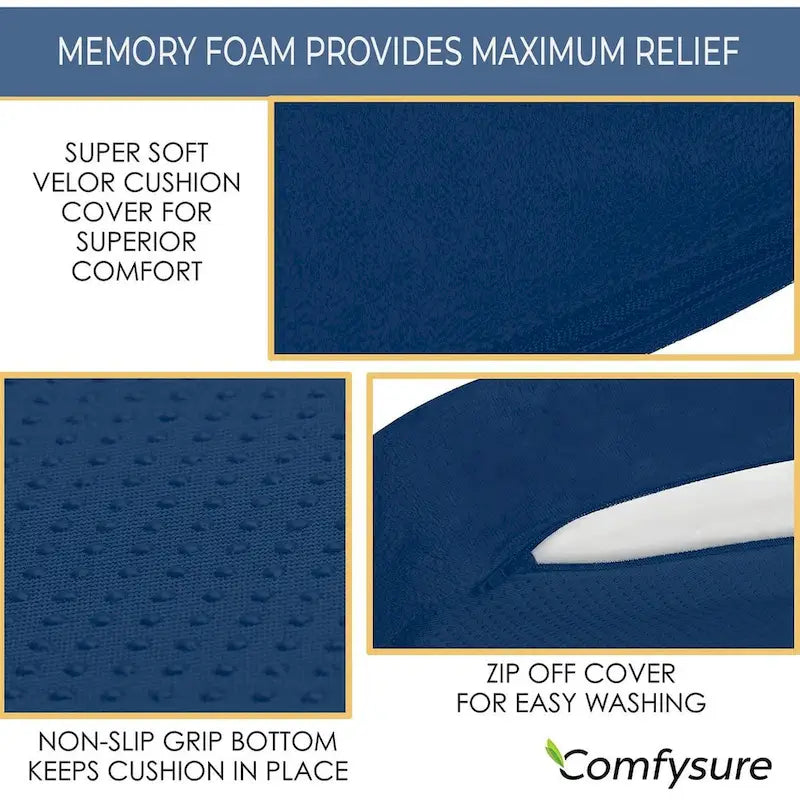 Coussin de siège de voiture ComfySure - Mousse à mémoire de forme ferme - Soulagement de la douleur