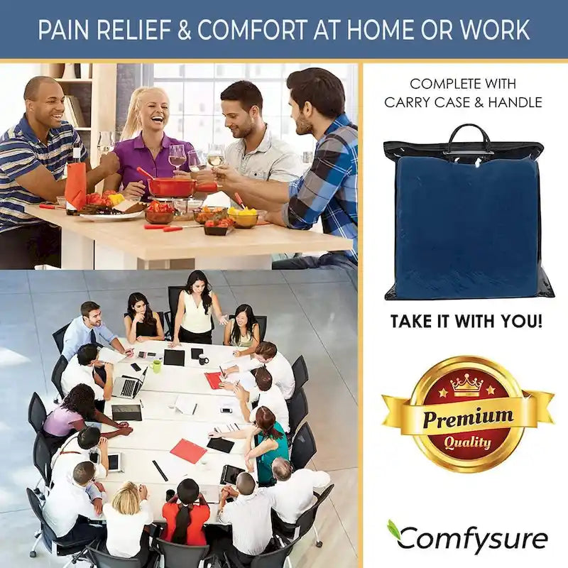 Coussin de siège de voiture ComfySure - Mousse à mémoire de forme ferme - Soulagement de la douleur
