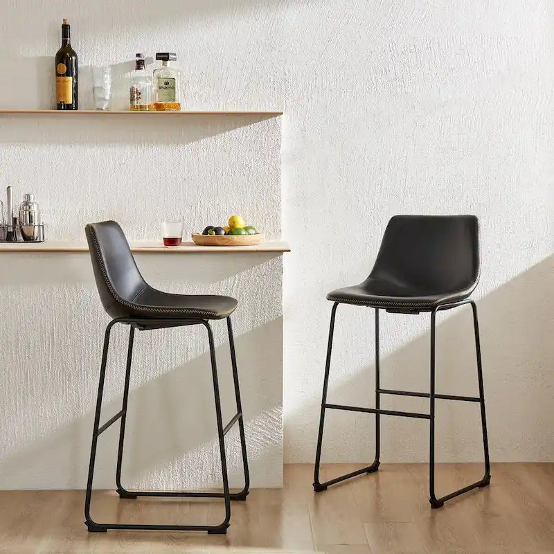 Tabourets de bar en cuir de 30 pouces à hauteur de comptoir, lot de 2