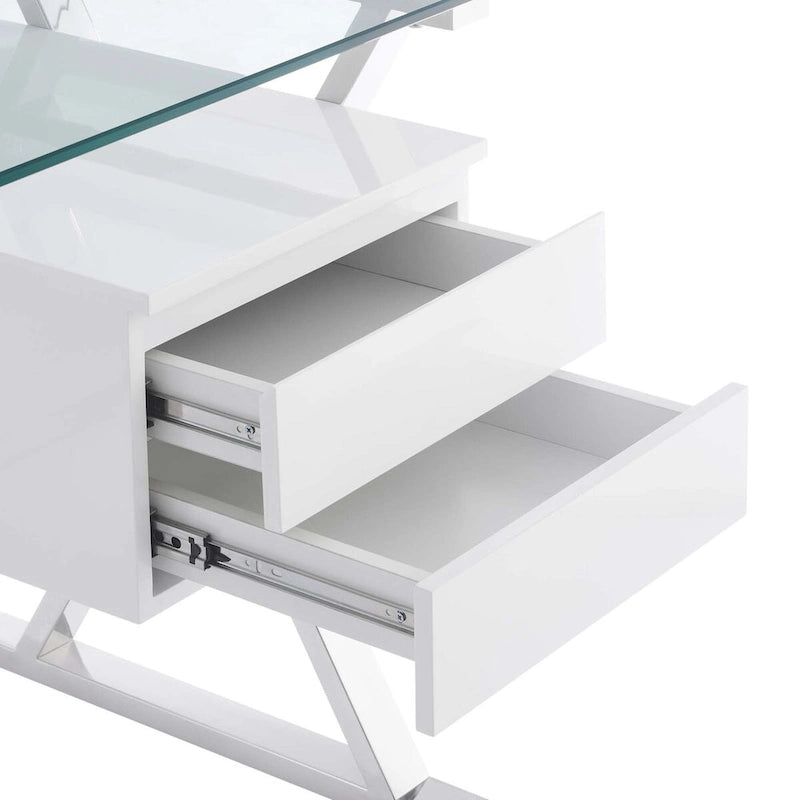Bureau de direction en verre avec plateau en verre, secteur 56