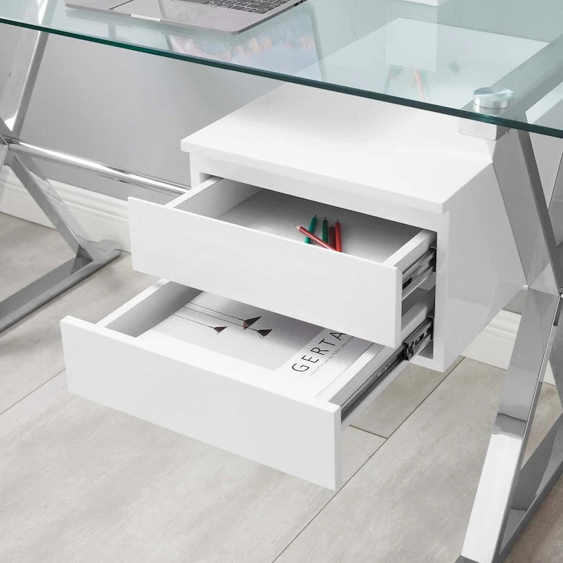 Bureau de direction en verre avec plateau en verre, secteur 56
