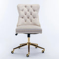 Chaise de bureau à roulettes, hauteur réglable, en velours capitonné, pivotante
