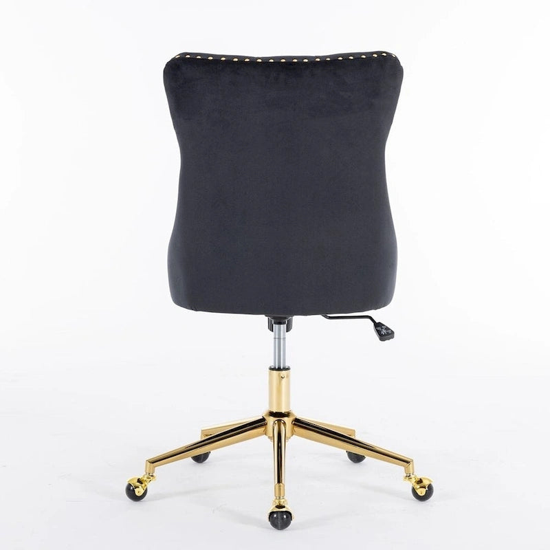 Chaise de bureau à roulettes, hauteur réglable, en velours capitonné, pivotante