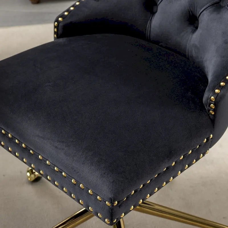 Chaise de bureau à roulettes, hauteur réglable, en velours capitonné, pivotante