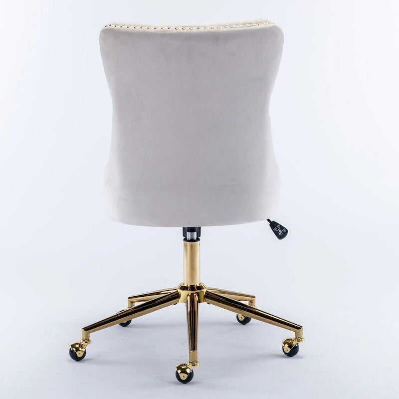 Chaise de bureau à roulettes, hauteur réglable, en velours capitonné, pivotante