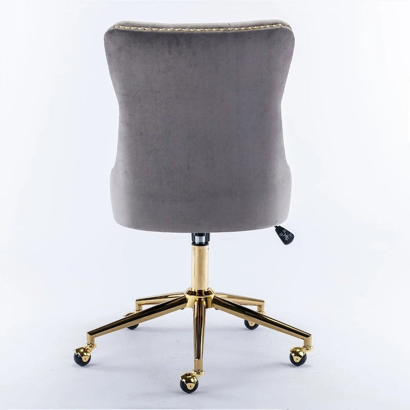 Chaise de bureau à roulettes, hauteur réglable, en velours capitonné, pivotante