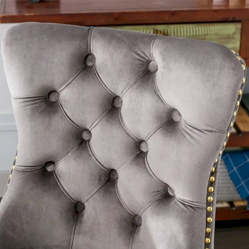 Chaise de bureau à roulettes, hauteur réglable, en velours capitonné, pivotante