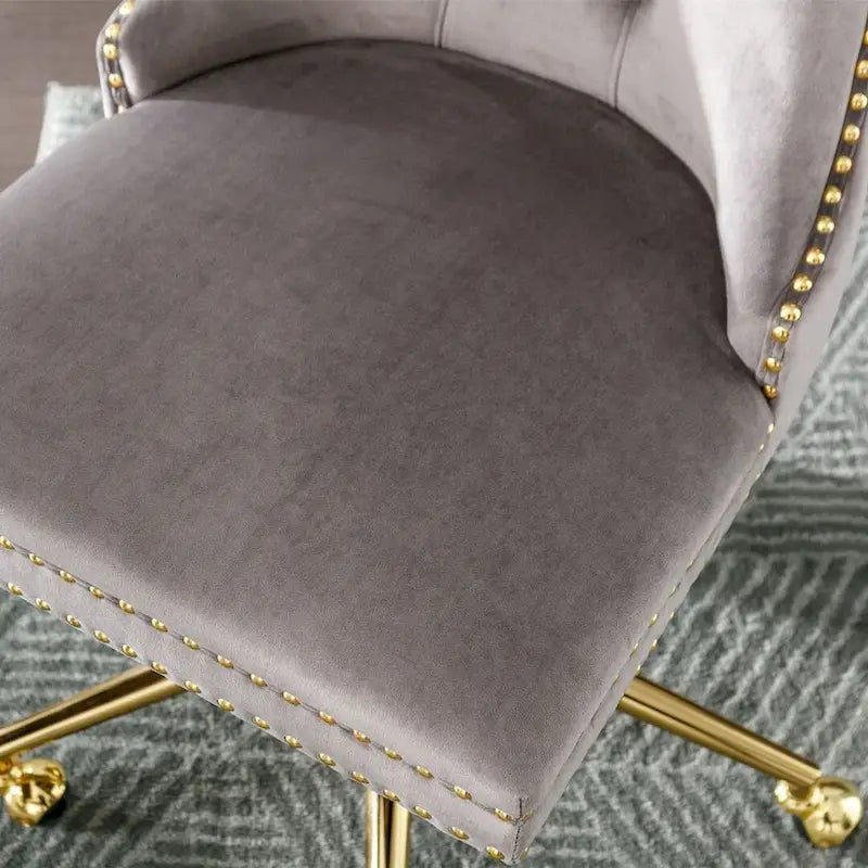 Chaise de bureau à roulettes, hauteur réglable, en velours capitonné, pivotante