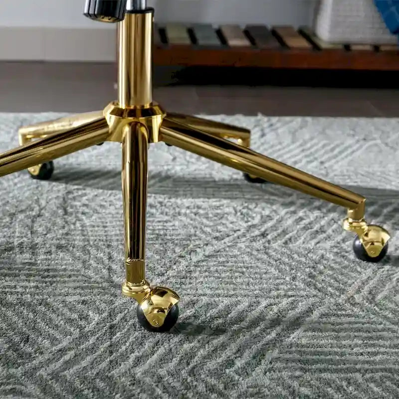 Chaise de bureau à roulettes, hauteur réglable, en velours capitonné, pivotante