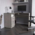 Bureau en L Bradford, Tablette coulissante pour clavier, Fini chêne fumé, Haute qualité et durable